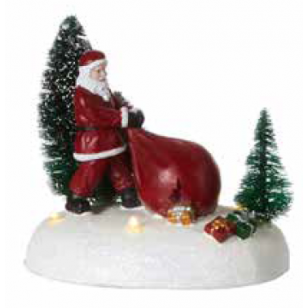Santa's Snagged Bag Dilemma -Battery Operated, h10.5cm